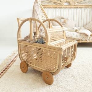 Muñeco de mimbre natural de Vietnam, los mejores juguetes para niños, cochecito de vagón, cochecito de muñecas duraderas de alta calidad con ruedas - Product Image 5