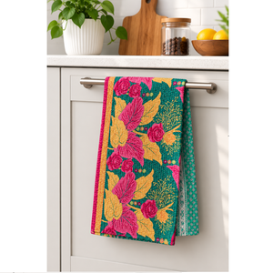 Serviette de cuisine Kantha multicolore de haute qualité 26 x 20 pouces – Serviette décorative et de nettoyage élégante pour la cuisine – Exportation en gros durable - Product Image 1