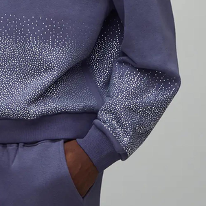 Sweat-shirt à capuche violet pour homme, coupe oversize, motif à pois, en molleton français, avec strass, style streetwear décontracté, pull pour l'automne - Product Image 6