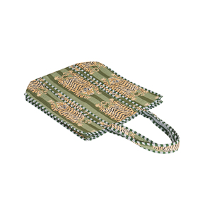 Bolso Tote de Algodón Acolchado, Hecho a Mano, Resistente y Ligero, con Estampado de Tigre y Rayas Verdes, Reversible, para Compras, Playa, Mujer, Otoño - Product Image 2