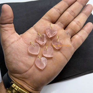 Colgante de Corazón de Cuarzo Rosa de 18x18mm, Chapado en Oro de 18K, Gema Natural, para Fabricación de Joyería al por Mayor - Product Image 3