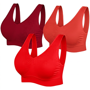 Soutien-gorge de sport dos nageur pour femme, maintien léger, pour yoga, col en U, couleur unie, respirant, sans couture, avec dentelle frontale, 100% Nylon - Product Image 6