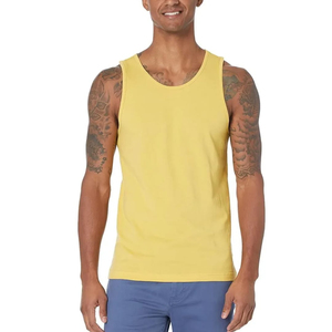 Men white tank <b>top</b> classic ribbed cotton undershirt basic <b>layering</b> sleeveless tee casual summer gym fitness activewear wholesale - Product Image 1