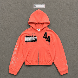 เสื้อฮู้ดดี้ผู้ชายคุณภาพสูง คอรัล ซิป สไตล์วินเทจสุดเท่ ผ้าฝ้ายถัก ปักลายด้านหน้า มีกระเป๋า ระบายอากาศได้ดี ทรงหลวมสบาย - Product Image 5