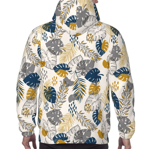 Men's Hooded Sweatshirt custom Leaf Print Casual Knitted <b>Polyester</b> <b>Hoodie</b> With Pocket Regular Fit Summer Wear - Product Image 6