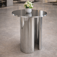 Table basse en acier inoxydable moderne et durable Metal Drake, finition miroir poli, base cylindrique, mobilier de luxe pour la maison