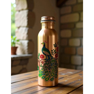 New Design Copper Water Bottle With Lid and Customized Hand Painted Texture Water Copper Bottle Polished for Sale In Low Price - Product Image 5