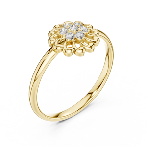 Anillo minimalista de oro macizo de 14k con diamante talla redonda Sunflower para mujer, ideal para regalo, compromiso o aniversario. - Product Image 3