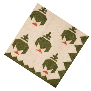 Tapis en laine tissé à la main à pois, orange, vert, crème, motif à pois, tapis de sol en laine tissé - Product Image 3