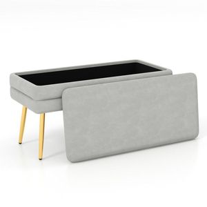 Panca Contenitore in Velluto con Coperchio Rimovibile, Struttura in Legno Massello, Pouf Contemporaneo per Ingresso, Camera da Letto, Hotel - Product Image 1