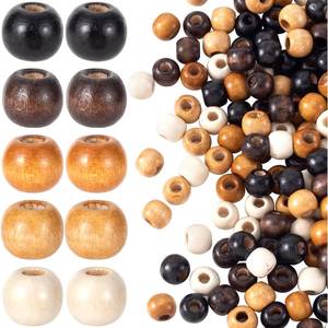 Perles rondes en bois de zèbre naturel avec un grand trou pour la fabrication de bijoux DIY et les travaux manuels en macramé - Product Image 3