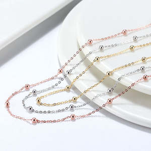 สร้อยคอลูกปัดเงิน925โซ่ดีไซน์คลาสสิก - Product Image 1