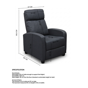 Luxury Modern Foldable Manual <b>Recliner</b> Chair Single Seater Linen Fabric with Wooden Frame for Living Room - Product Image 6