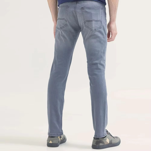 Jean en denim taille haute style jogger déchiré avec revers élastiques, confortable pour la maison et l'extérieur, pour hommes et garçons - Product Image 1