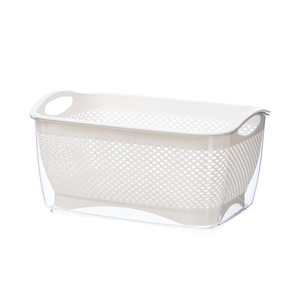 Cesta de drenaje de plástico para frutas y verduras, colador rectangular de doble capa, caja de almacenamiento transparente, organizador de alimentos para refrigerador - Product Image 1