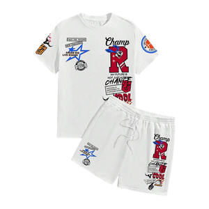 Conjuntos de Camiseta y Pantalones Cortos para Hombre, MOQ Bajo, 2 Piezas, Ropa Urbana, Color e Impresión Personalizados, Ropa de Verano para Hombre, Conjunto de Camiseta y Pantalones Cortos de Algodón - Product Image 1