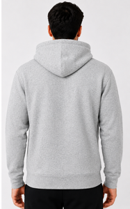 Sweat-shirt à capuche en molleton gris uni pour homme avec poche logo sur le devant, coupe décontractée, respirant, écologique, idéal pour l'hiver - Product Image 2