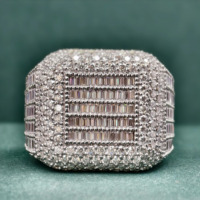 Hochwertiger VVS Moissan ite Luxus Bester beliebter Rapper Sterling Silber Lab grown 14 Karat Roségold Baguette Big Star Ring für Männer