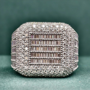 แหวนดาวดวงใหญ่สำหรับผู้ชาย VVS Moissanite หรูหรายอดนิยมแร็ปเปอร์ยอดนิยม925สเตอลิงซิลเวอร์แล็ปปลูกกุหลาบทอง14K - Product Image 5