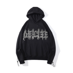 Sweat à capuche léger pour homme avec strass et design scintillant, en tissu de coton doux, coupe oversize pour la mode urbaine hivernale, service OEM - Product Image 1
