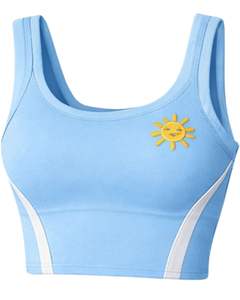 Manufacturer Custom Women Sky <b>Blue</b> Crop Top And Mini Skirt Set Scoop Neck Sleeveless High Waist Bodycon Two Piece Summer Outfit - Product Image 2