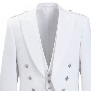 Veste Prince Charlie blanche pour homme avec boutons argentés, manteau de mariage formel, vente en gros d'usine 2026 - Product Image 4