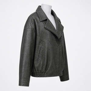 Veste en cuir décontractée pour femme - Design élégant, coutures durables, coupe confortable, écologique et coupe-vent, chauffante - Product Image 2