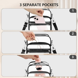 <b>Clear</b> Crossbody <b>Bag</b> with Adjustable Shoulder Strap, Stadium Approved PVC <b>Clear</b> Purse <b>Bag</b> <b>Clear</b> Messenger <b>Bag</b> Wholesale Price - Product Image 3