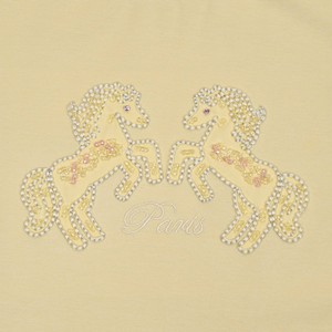 Women's Pale Yellow 100% Cotton Jersey Crew Neck Short Sleeve <b>T</b>-<b>Shirt</b> Regular Fit <b>Sequin</b> Embroidery Casual Breathable All - Product Image 6