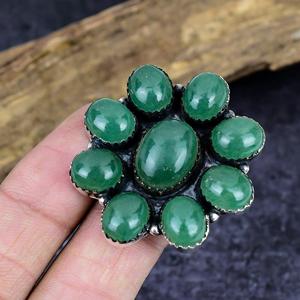 Anillo de Aventurina Verde Natural con Flor, Plata de Ley Artesanal, Joyería Bohemia con Piedras Preciosas, Regalo de Aniversario para Mujer - Product Image 1