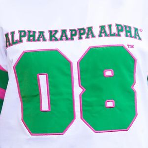 AKA Hockey Tee T-shirt en jersey de style grec pour femme, numéro 08, rose, vert, vêtements de sport décontractés de qualité supérieure - Product Image 3