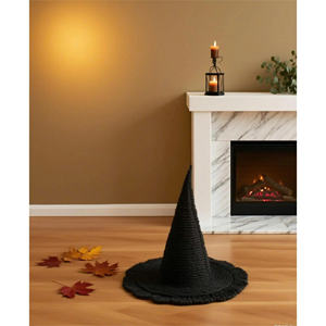 Sombrero de Bruja de Mimbre Negro Duradero Sisu Handicraft, Decoración de Halloween, Sombrero Cónico de Seagrass Tejido a Mano, Accesorio para Mesa de Fiesta, Decoración para el Hogar - Product Image 2