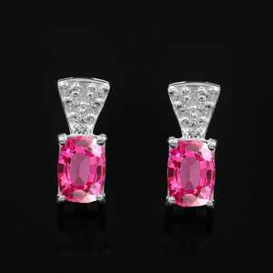 Pendientes colgantes de zafiro rosa, Plata de Ley 925, joyería hecha a mano, regalo de San Valentín para mujer, joyería fina de lujo - Product Image 5