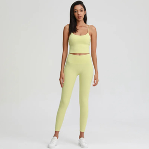 Ensemble de sport 2 pièces respirant pour femme, grande taille, en Spandex/Polyester, avec logo personnalisé, soutien-gorge et leggings taille haute, pour gym, fitness et yoga - Product Image 3