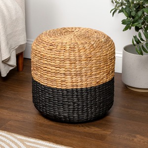 Tabouret rond en jacinthe d'eau tressée écologique, décoration de sol bohème naturelle, pouf, fabriqué au Vietnam - Product Image 4