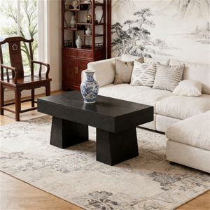 Tavolino da Caffè Rettangolare in Stile Rustico con Design Robusto, Base Spessa, Tavolo da Divano o Tavolo Centrale - Product Image 2