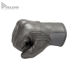 Wholesale Men's Gunmetal Grey Leather Riding <b>Gloves</b>, Perforated Summer Motorbike <b>Gloves</b> Hard Knuckle Protection OEM - Product Image 4