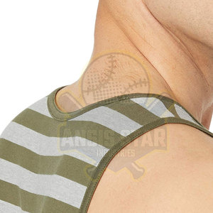 Men Striped O-Neck Knitted Tank Top Casual Style Embroidery Logo Front Sleeveless <b>Vest</b> Green Gray - Product Image 5
