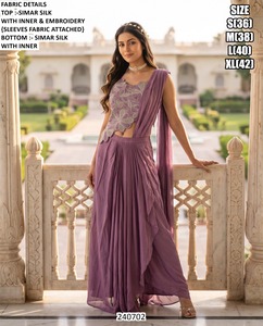 Traje Salwar de Seda Gris Bordado con Cuentas, Largo hasta el Suelo, Conjunto Tradicional de Fiesta para Mujer, Dupatta Bhandhani de Secado Rápido - Product Image 4