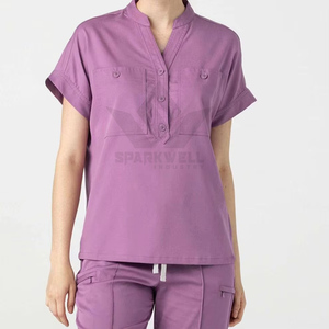 Conjunto de Uniforme Médico para Mujer, Blusa de Manga Corta con Cuello en V, Pantalones Jogger Cargo, Elásticos y Transpirables, Uniforme de Trabajo para Enfermeras - Product Image 6