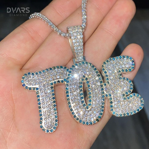 Pendentif personnalisé en lettres avec diamants colorés, deux tons, en moissanite VVS, en argent sterling, bijoux de luxe pour les fêtes, hip-hop - Product Image 2