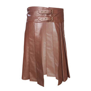 Kilt de Cuero Marrón para Hombre, Estilo Utilitario con Pliegues Completos, Venta al Por Mayor, OEM ODM 2026 - Product Image 2