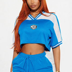 Jersey Corto de Fútbol Americano para Mujer de Primera Calidad con Malla Transpirable, Ropa Deportiva, Logotipo Personalizado, OEM, Venta al Por Mayor, EE. UU. - Product Image 2