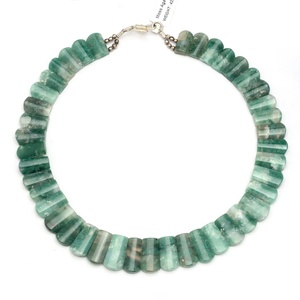 Collar llamativo de ágata musgosa verde lisa, estilo Cleopatra egipcia, tipo babero, joyería de playa elegante, hecho a mano con piedras preciosas - Product Image 5