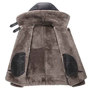 Men's Genuine Leather Hooded Biker Jacket Sherpa Lined Windproof Winter <b>Coat</b> <b>Zipper</b> Closure - Product Image 3