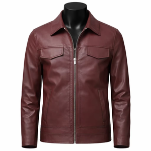 Custom Logo Men Premium Synthetic <b>Leather</b> <b>Jacket</b> Vintage <b>Brown</b> Custom GSM Panel Stitched Embossed Trucker Coat Waterproof - Product Image 1