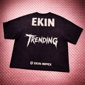 T-shirt Homme Personnalisé 3XL 300 g/m² Vintage Délavé au Soleil Effet Usé avec Appliques Broderies Strass Coupe Ample Oversize - Product Image 2