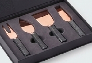 Premium Quality Marble Stone Handle Cheese Set Rose Gold Flatware Cutter Slicer Stainless Steel Knives Set <b>For</b> Elegant Tabletop - Product Image 3