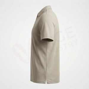 Polo à manches courtes pour homme, beige, tricot uni, coupe décontractée - Product Image 3