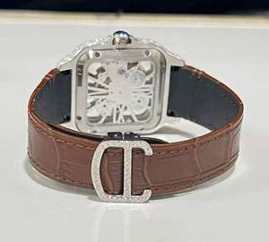 Montres de luxe personnalisées pour hommes, montres Moissanite Hip Hop entièrement serties, cadran bleu argenté et doré, montre analogique avec diamants bleus Moissanite - Product Image 3